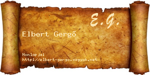 Elbert Gergő névjegykártya